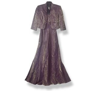 Alex Evenings 2 Piece Dress Jacket Set Womens Size 6 Purple Gala Formal‎ Glam